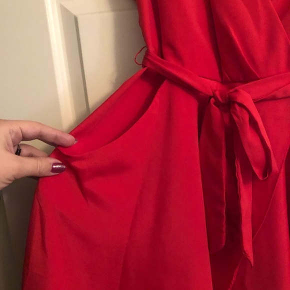 Like-new Bright red/orange Faux Wrap dress - Picture 3 of 9